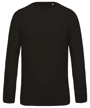 Black - Men's organic cotton crew neck raglan sleeve sweatshirt