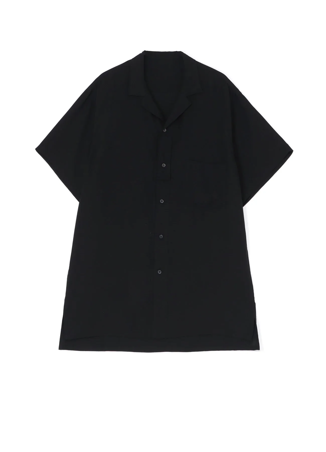 BLACK TENCEL POPLIN HALF-SLEEVE SHIRT WITH DECONSTRUCTED PLACKET