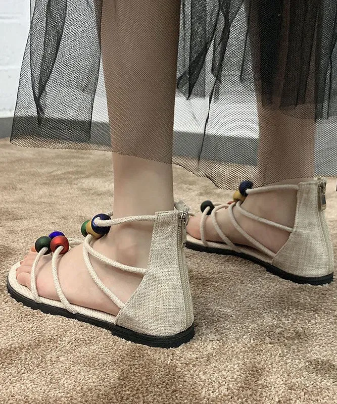 Bohemian White Beach Sandals Multicolour Bead Sandals LY4394