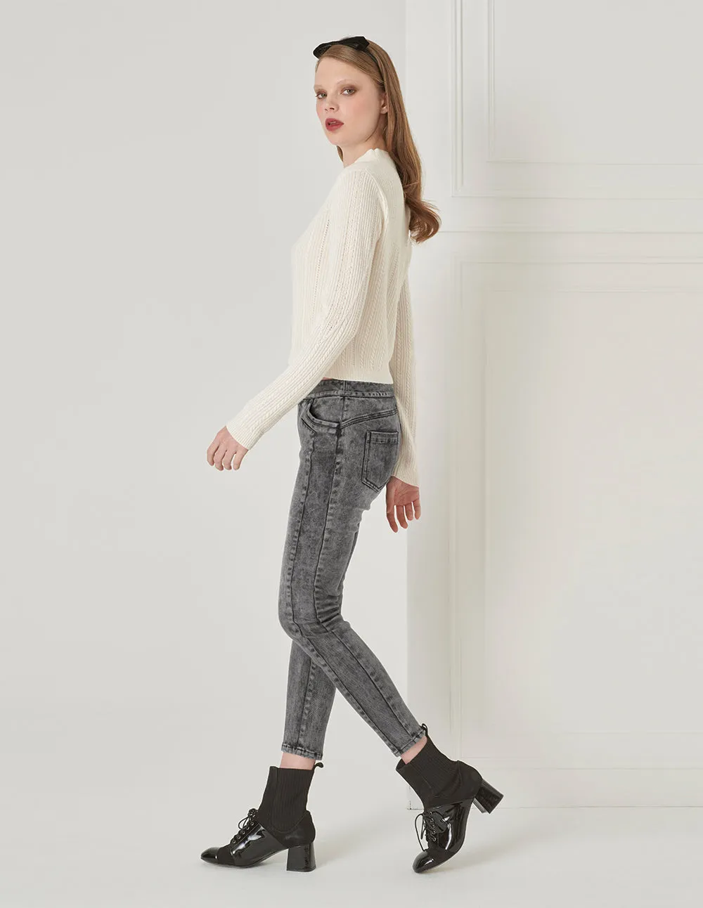 BORA AKSU Simple Design And Versatile Distressed Washed Gray Jeans