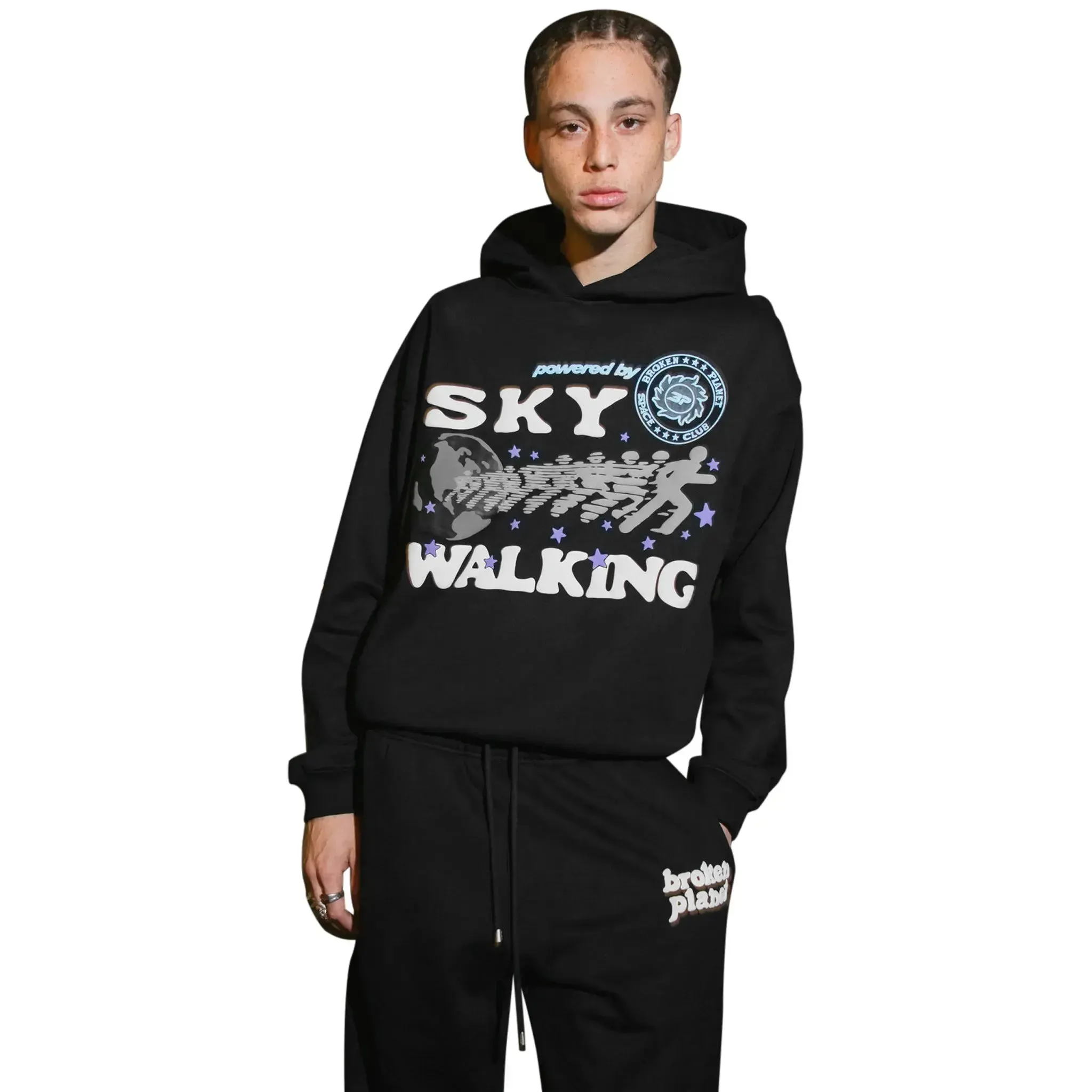 Broken Planet Sky Walking Midnight Black Hoodie