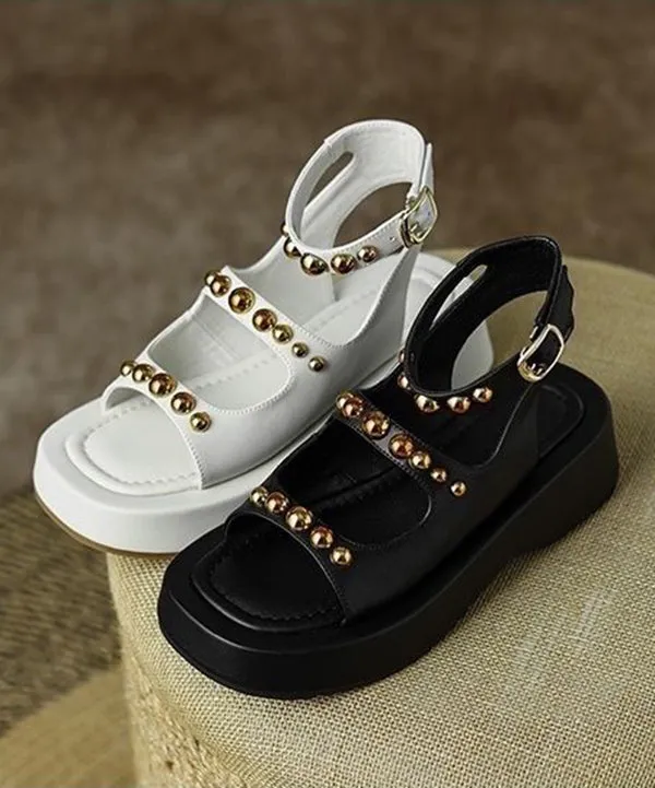 Casual Black Rivet Sandals Soft Platform Sandals LY4316