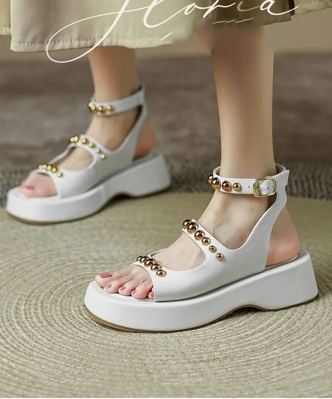 Casual Black Rivet Sandals Soft Platform Sandals LY4316