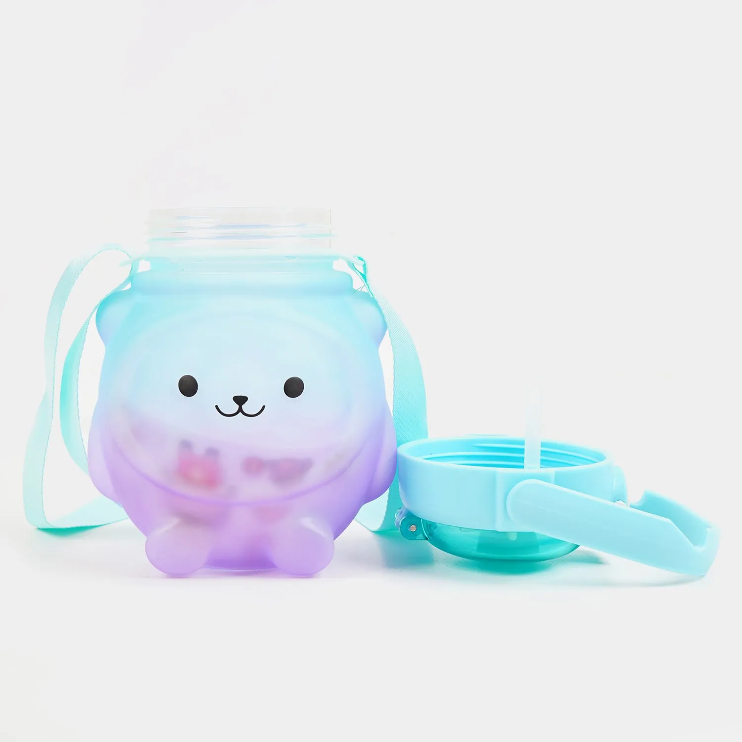 Cute Face Water Bottle with Straw | 650ml