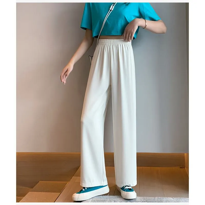 Floor-Length Casual Straight Plus Thin Draping Versatile High-Waisted Quality Pants