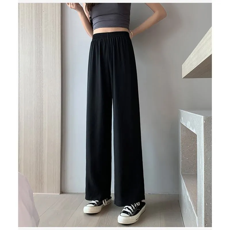 Floor-Length Casual Straight Plus Thin Draping Versatile High-Waisted Quality Pants