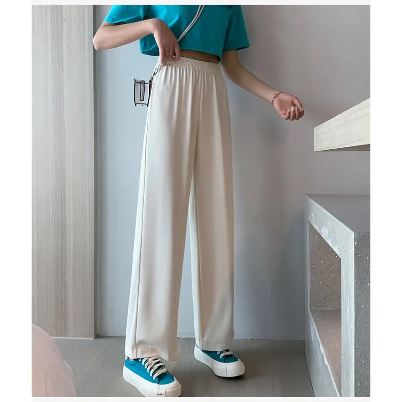 Floor-Length Casual Straight Plus Thin Draping Versatile High-Waisted Quality Pants