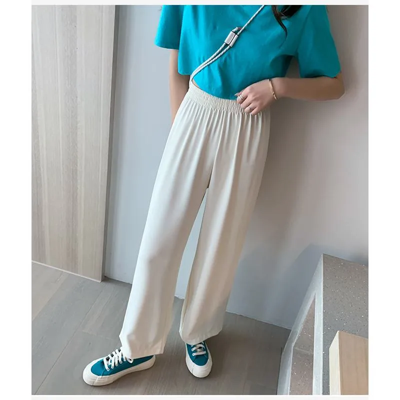 Floor-Length Casual Straight Plus Thin Draping Versatile High-Waisted Quality Pants