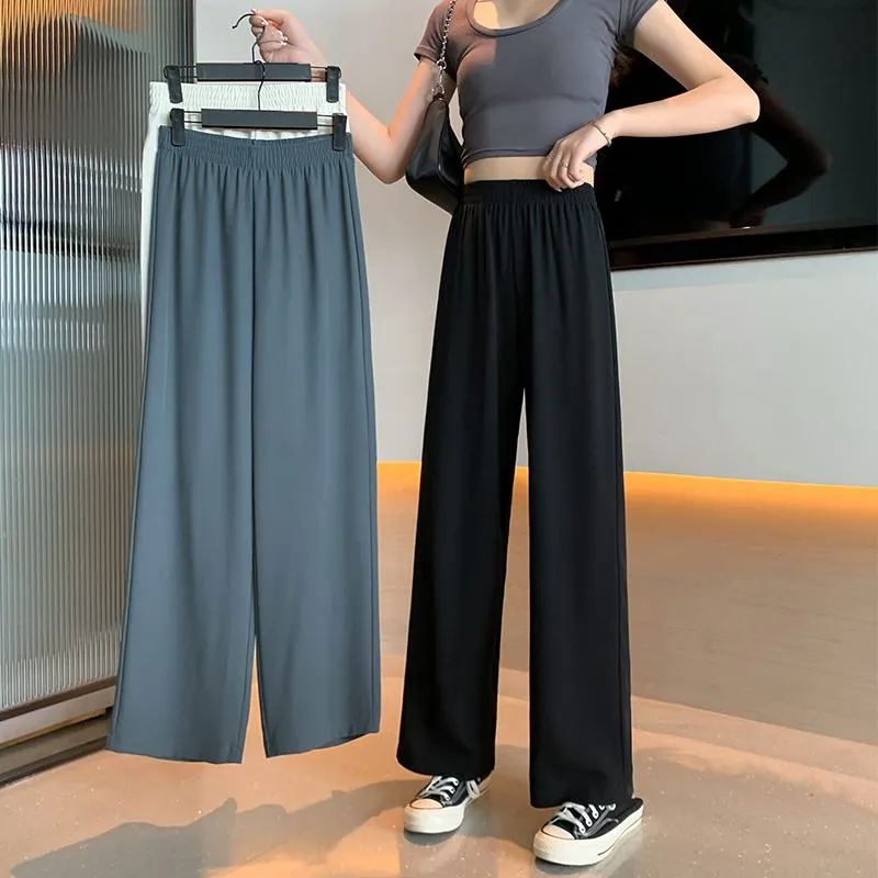 Floor-Length Casual Straight Plus Thin Draping Versatile High-Waisted Quality Pants