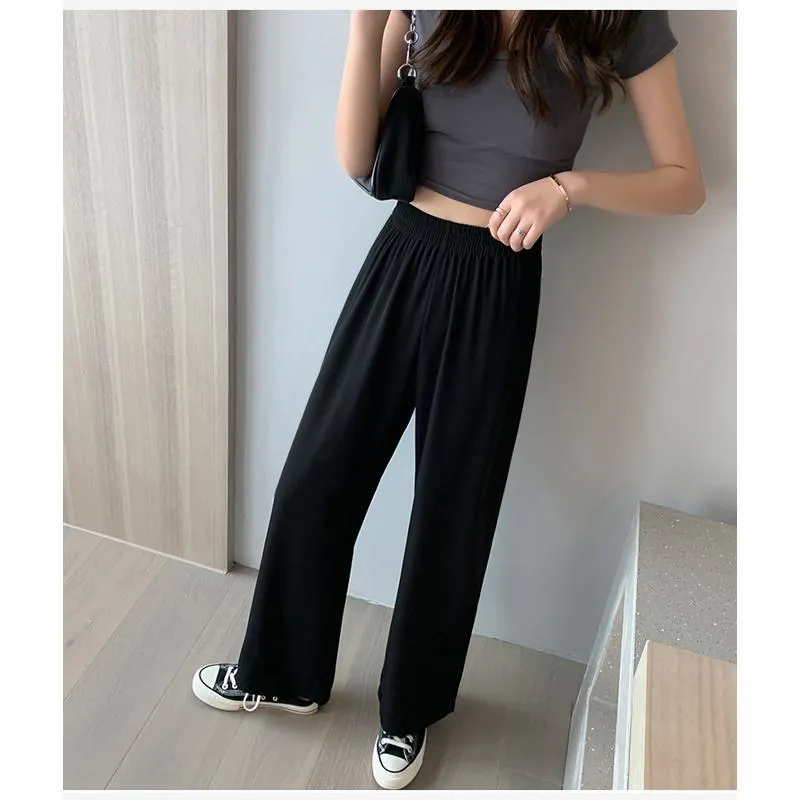 Floor-Length Casual Straight Plus Thin Draping Versatile High-Waisted Quality Pants