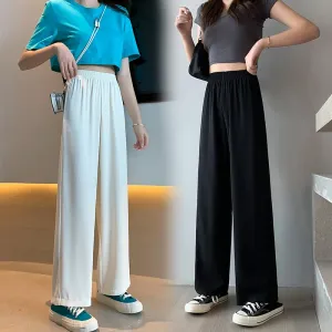 Floor-Length Casual Straight Plus Thin Draping Versatile High-Waisted Quality Pants