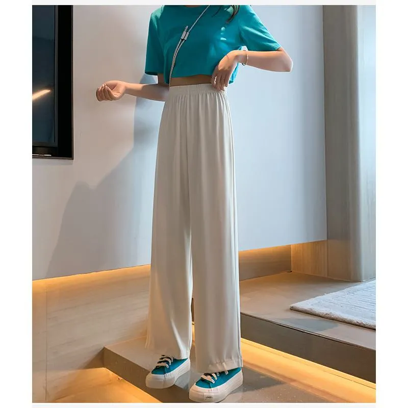 Floor-Length Casual Straight Plus Thin Draping Versatile High-Waisted Quality Pants