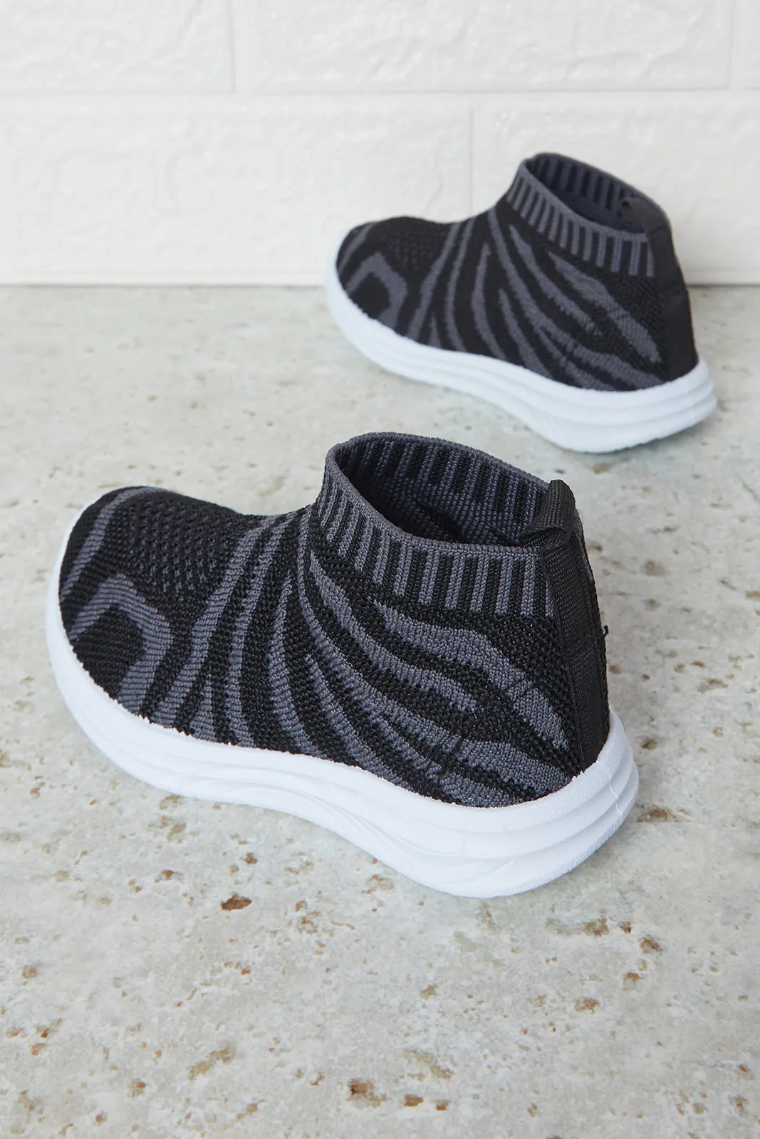 Infant Boys Black Knit High-Top Sneakers