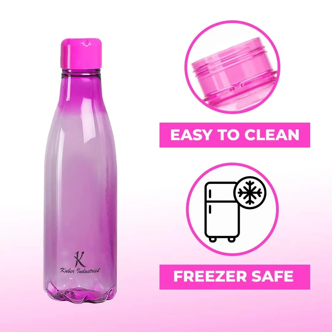 Kuber Industries BPA Free Plastic Water Bottles | Unbreakable, Leak Proof, 100% Food Grade Plastic | for Kids & Adults | Refrigerator Plastic Bottle Set of 4|Purple (Pack of 6)