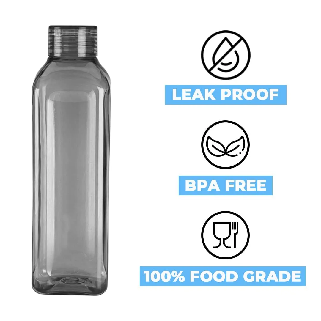 Kuber Industries BPA Free Plastic Water Bottles | Unbreakable, Leak Proof, 100% Food Grade Plastic | For Kids & Adults | Refrigerator Plastic Bottle Set of 6|Grey (Pack Of 2)