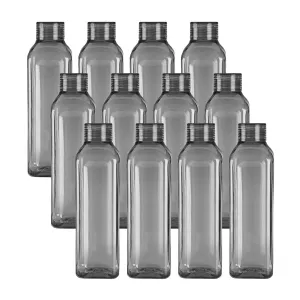 Kuber Industries BPA Free Plastic Water Bottles | Unbreakable, Leak Proof, 100% Food Grade Plastic | For Kids & Adults | Refrigerator Plastic Bottle Set of 6|Grey (Pack Of 2)