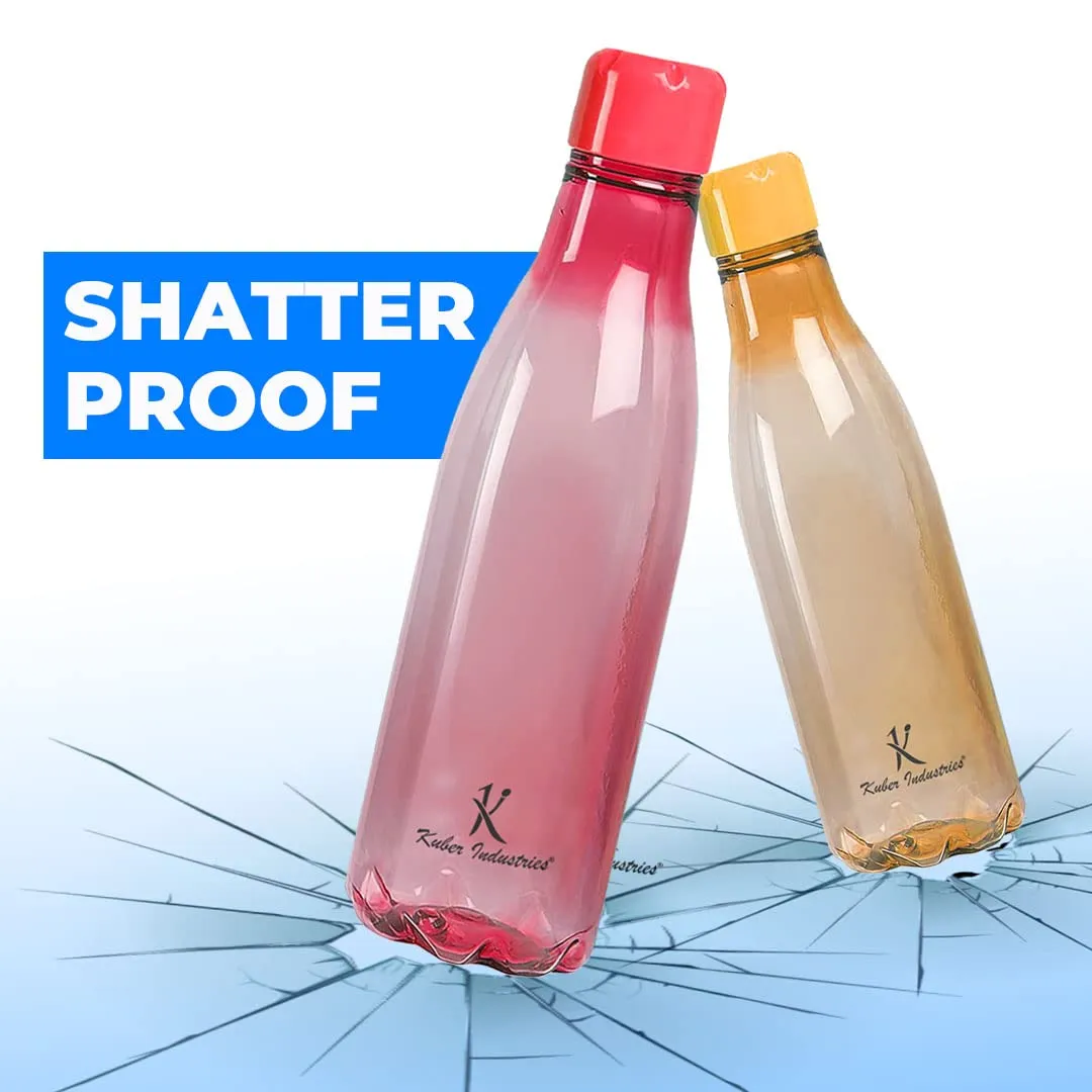 Kuber Industries PET Plastic Water Bottles 1000ml |Set of 4| Unbreakable Leak Proof Food Grade Plastic | for Kids & Adults | Refrigerator Plastic Bottle | Assorted