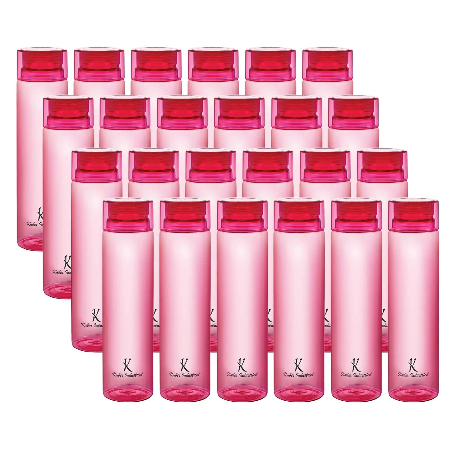 Kuber Industries Set of 6 Plastic Water Bottle | 1 Litre Round Plastic Water Bottle | Refrigerator Safe and BPA free PET Water Bottle |Perfect For School College Work Gym | Pack of 4 | Pink