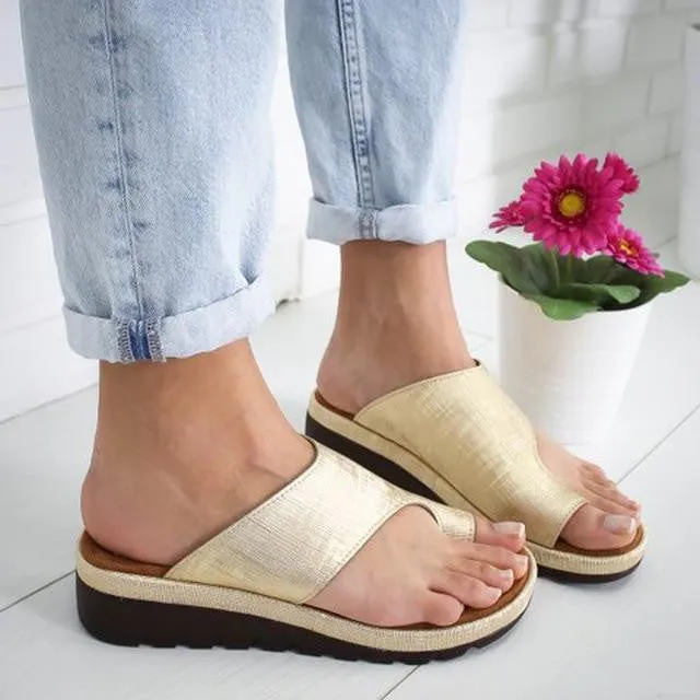 Leather Comfy Platform Flat Sole Sandal