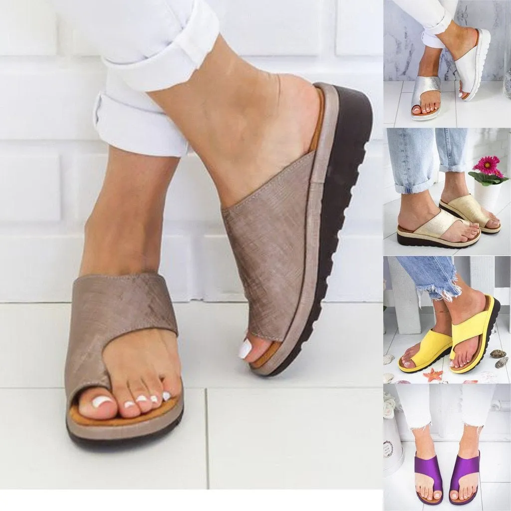 Leather Comfy Platform Flat Sole Sandal