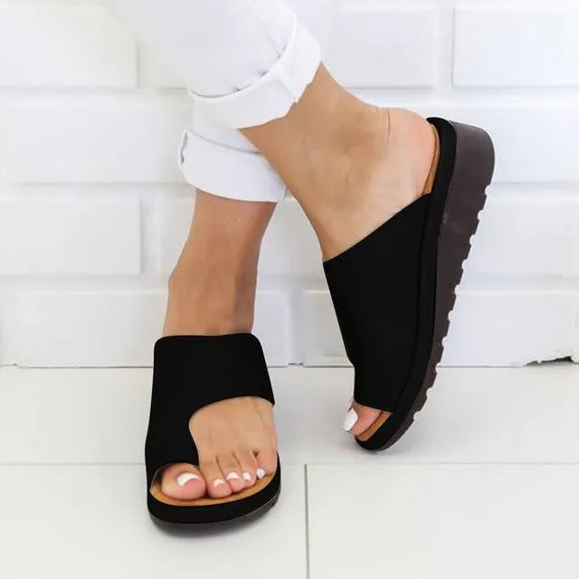 Leather Comfy Platform Flat Sole Sandal