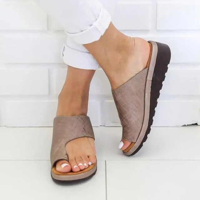 Leather Comfy Platform Flat Sole Sandal