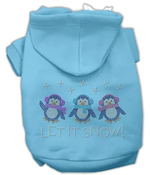 Let it Snow Penguins Rhinestone Hoodie Baby Blue M (12)