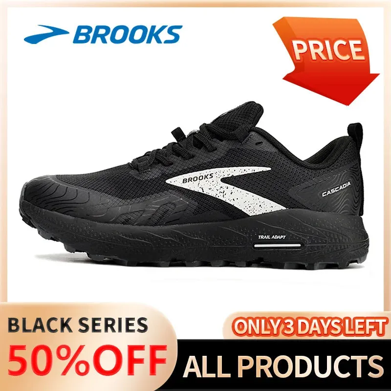 [Limited time sale] Brooks black sports shoes, outdoor jogging shoes, off-road climbing, breathable shock-absorbing casual shoes