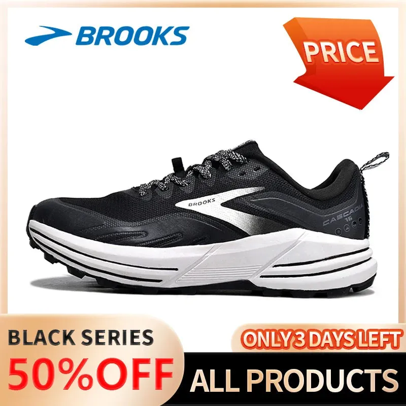 [Limited time sale] Brooks black sports shoes, outdoor jogging shoes, off-road climbing, breathable shock-absorbing casual shoes