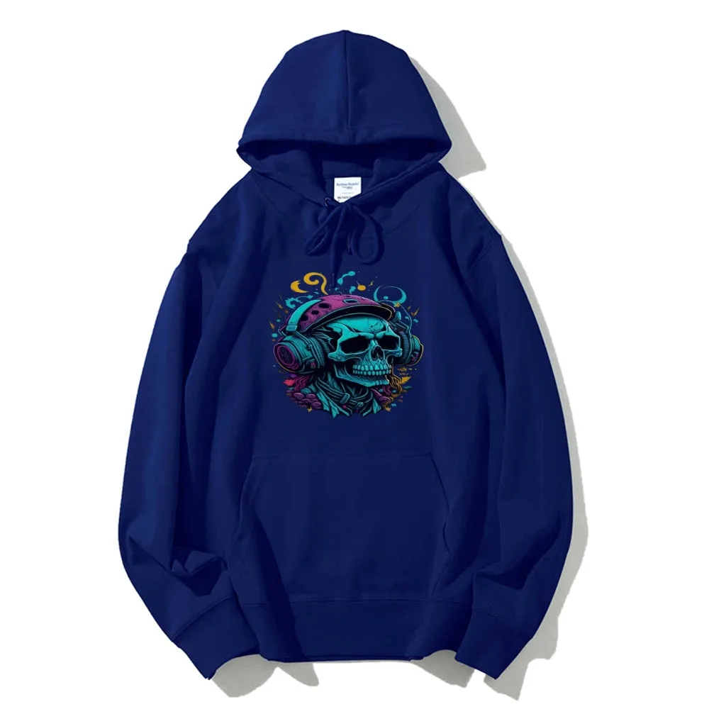 Mens Colorful Skull with Headphones Graphic Hoodies