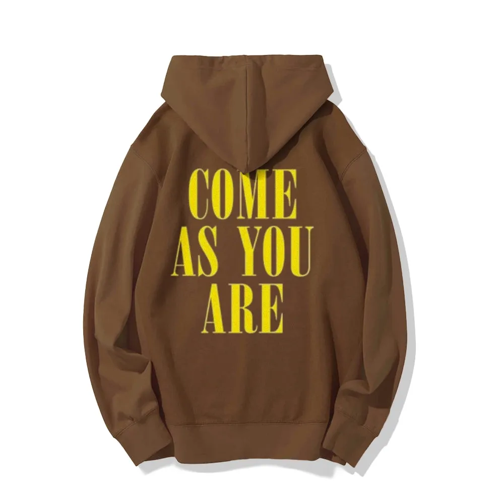 Mens COME AS YOU ARE Letter Graphic Hoodies