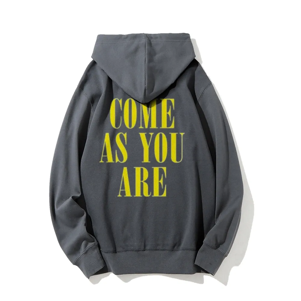 Mens COME AS YOU ARE Letter Graphic Hoodies