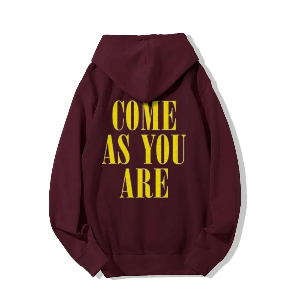 Mens COME AS YOU ARE Letter Graphic Hoodies