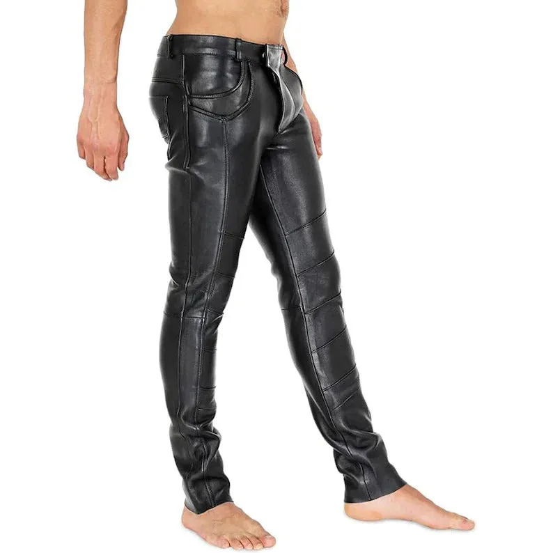 Men's Genuine Leather Pants: Versatile Motorcycle and Casual Wear Trousers