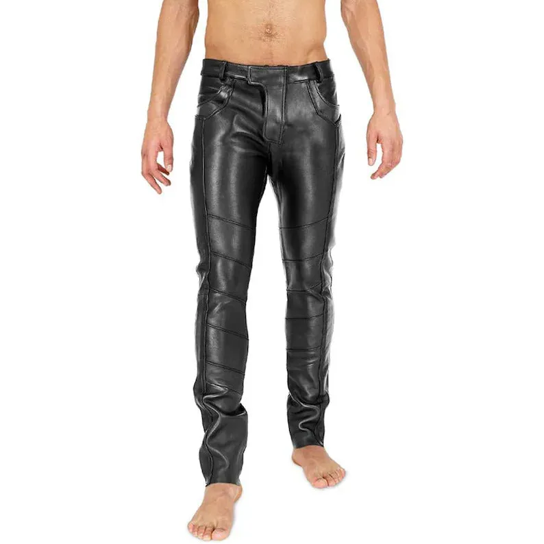 Men's Genuine Leather Pants: Versatile Motorcycle and Casual Wear Trousers