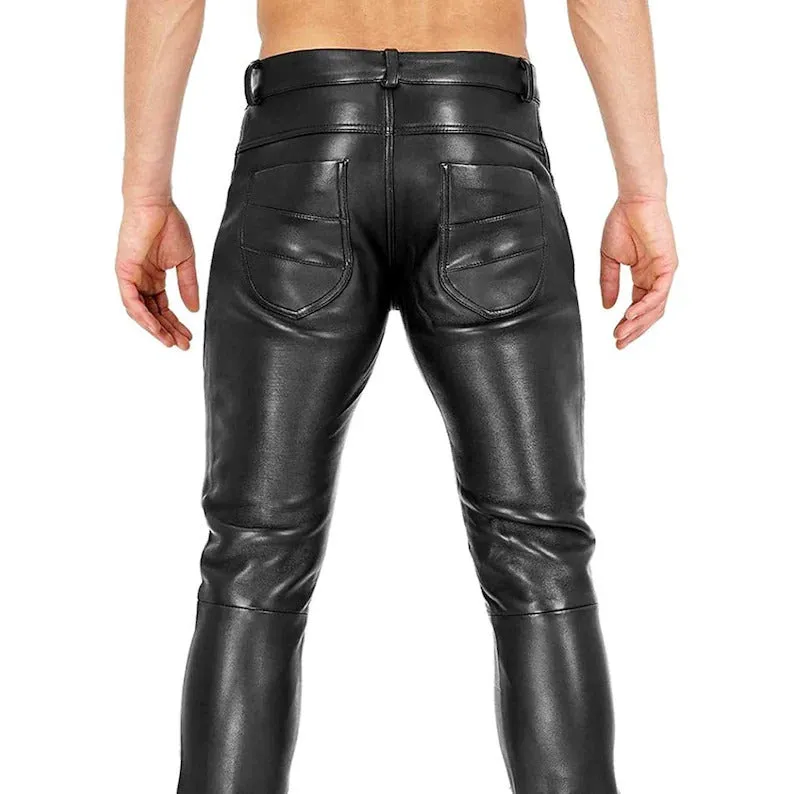 Men's Genuine Leather Pants: Versatile Motorcycle and Casual Wear Trousers