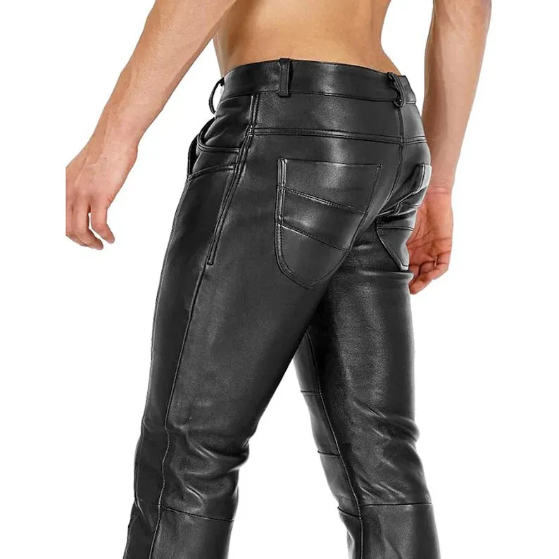 Men's Genuine Leather Pants: Versatile Motorcycle and Casual Wear Trousers