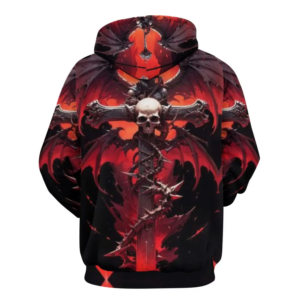 Mens Halloween Horror Skull with Crossbones 3D Print Hoodies