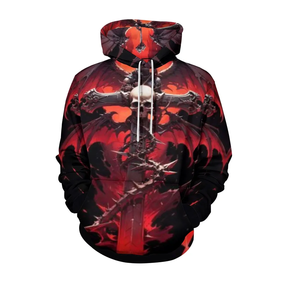 Mens Halloween Horror Skull with Crossbones 3D Print Hoodies