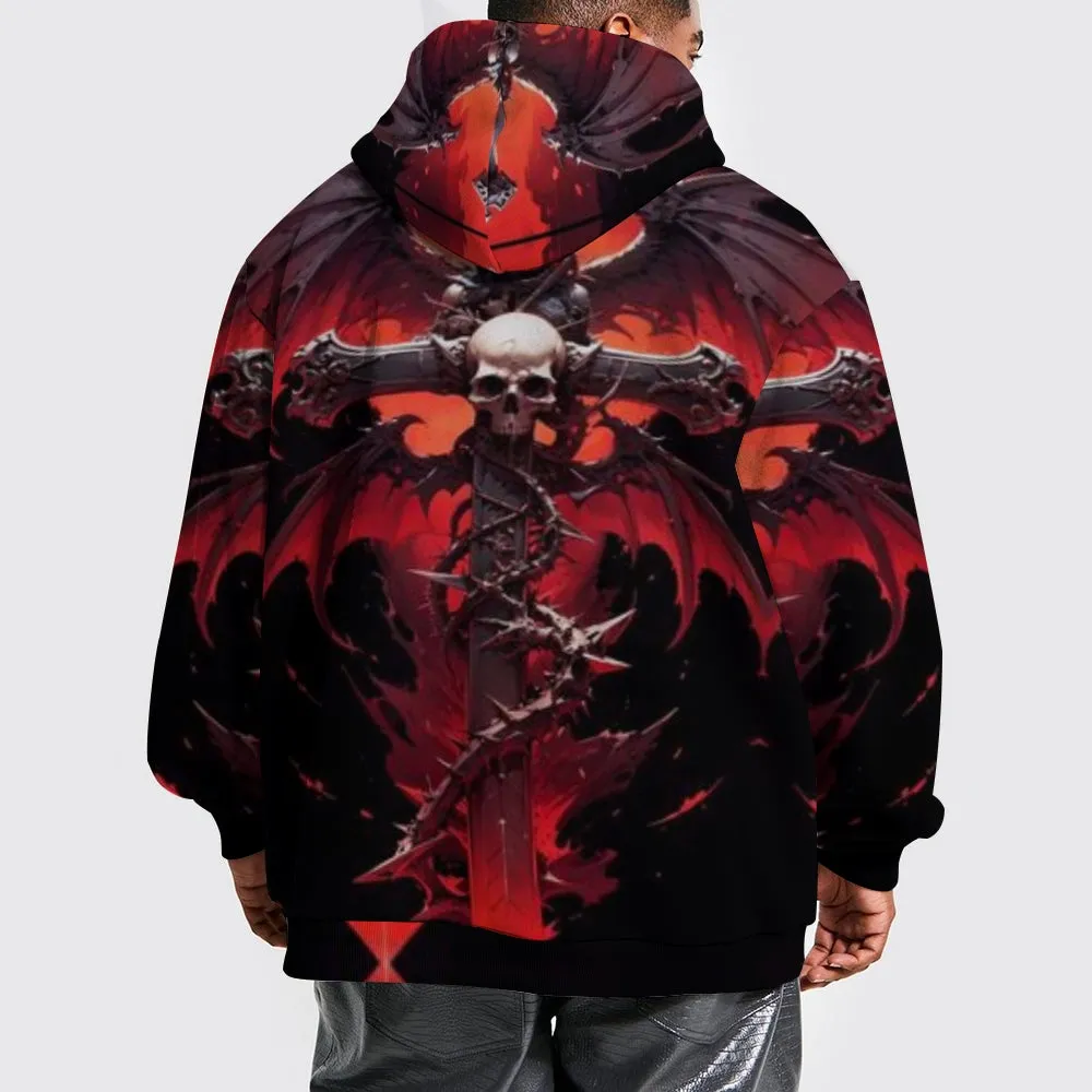 Mens Halloween Horror Skull with Crossbones 3D Print Hoodies