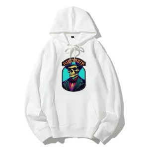 Mens Hipster Skeleton Graphic Hoodies