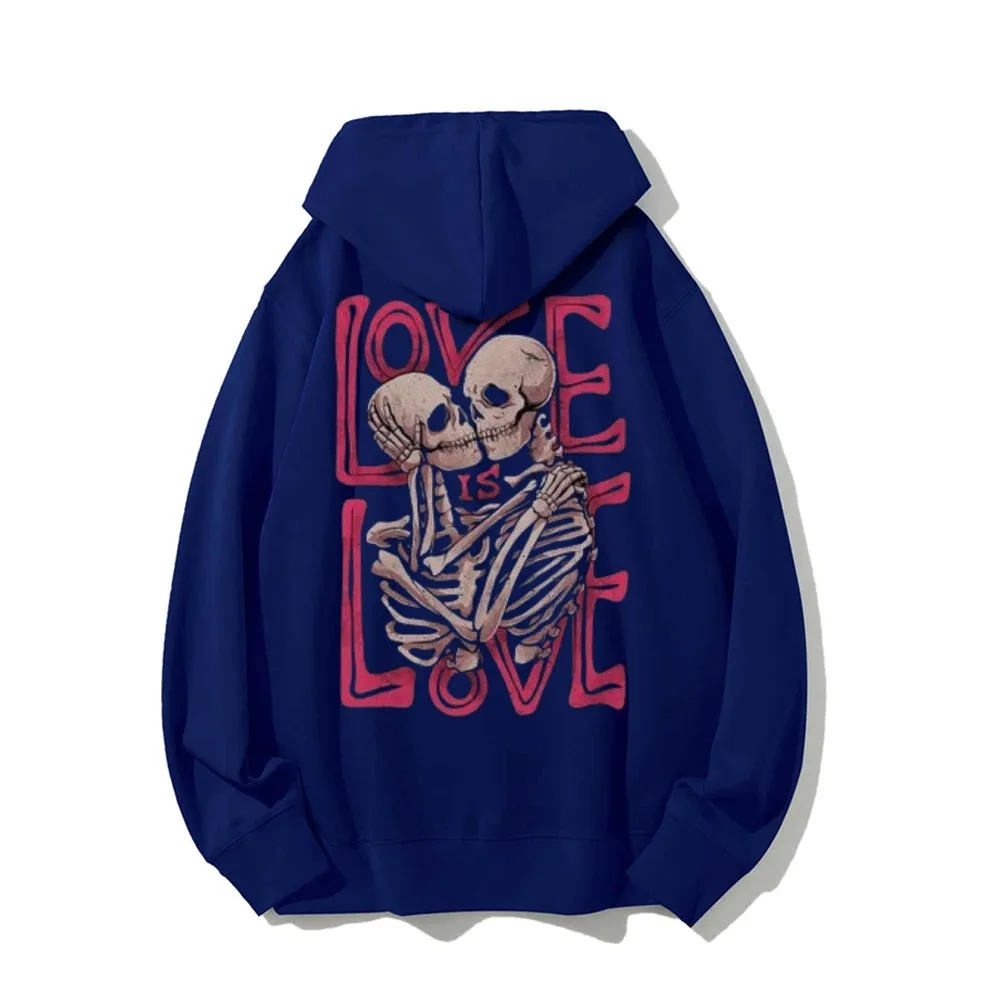 Mens Love Is Love Skull Graphic Pullover Hoodies