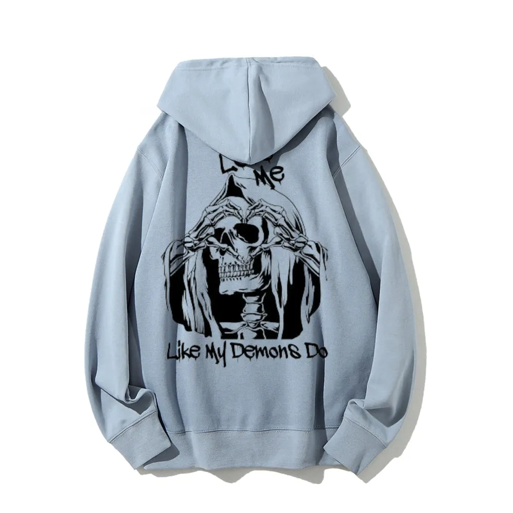 Mens LOVE ME Skull Graphic Hoodies