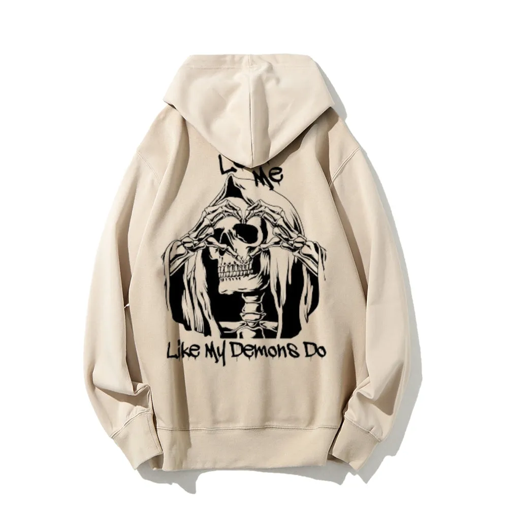 Mens LOVE ME Skull Graphic Hoodies