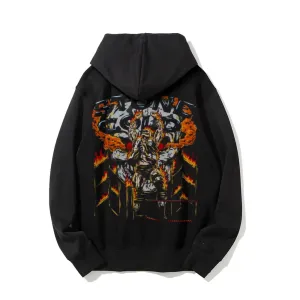 Mens Vintage Stone Gold Darkness Style Print Graphic Pullover With Kangaroo Pocket Hoodies