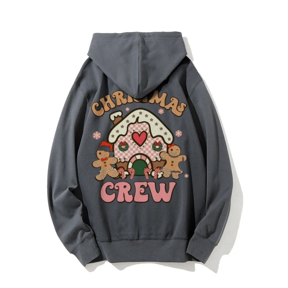 Merry Christmas Crew Graphic Pullover With Kangaroo Pocket Hoodies