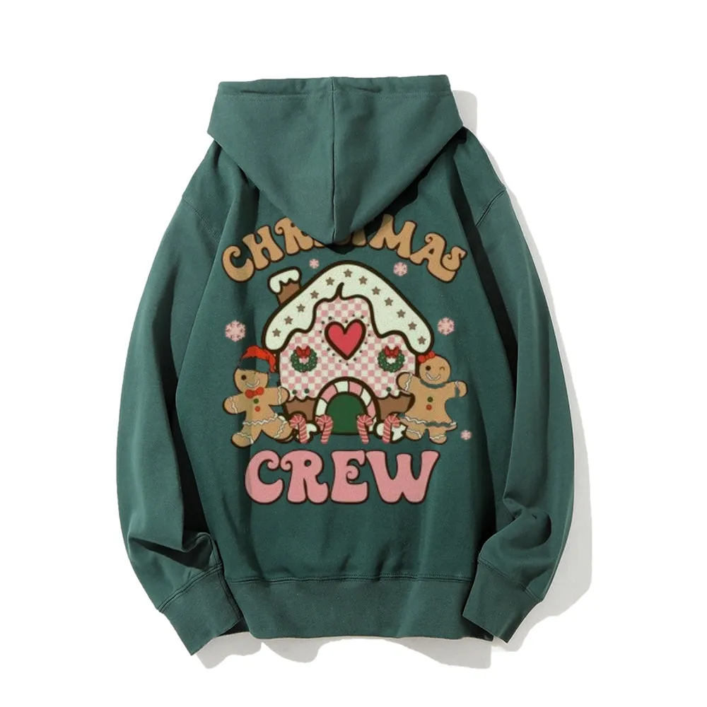 Merry Christmas Crew Graphic Pullover With Kangaroo Pocket Hoodies