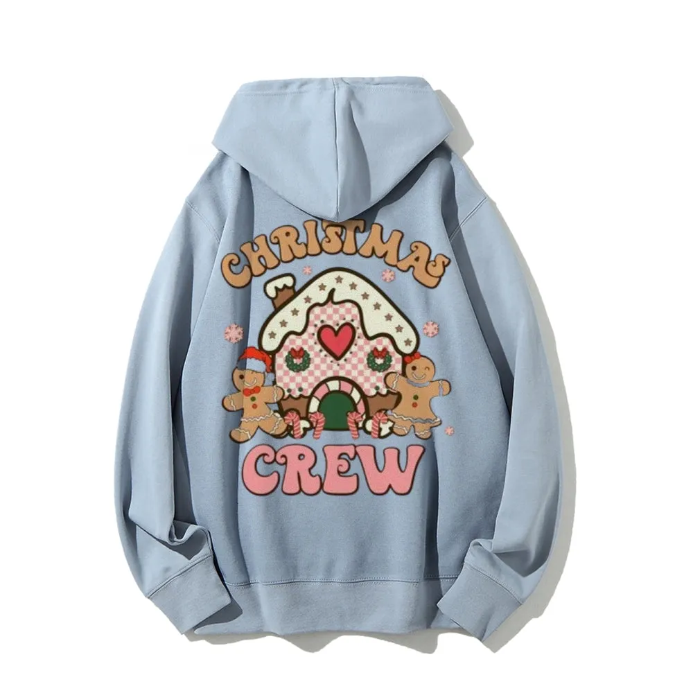 Merry Christmas Crew Graphic Pullover With Kangaroo Pocket Hoodies