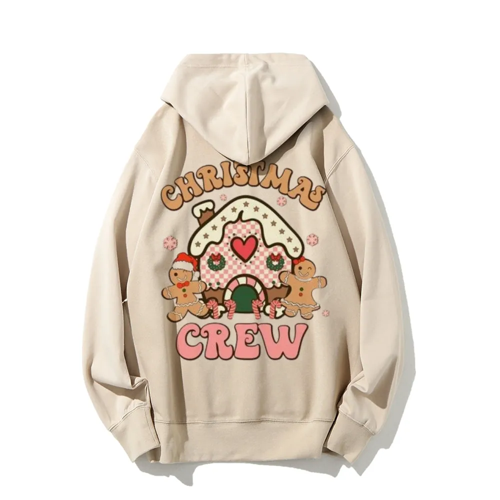 Merry Christmas Crew Graphic Pullover With Kangaroo Pocket Hoodies