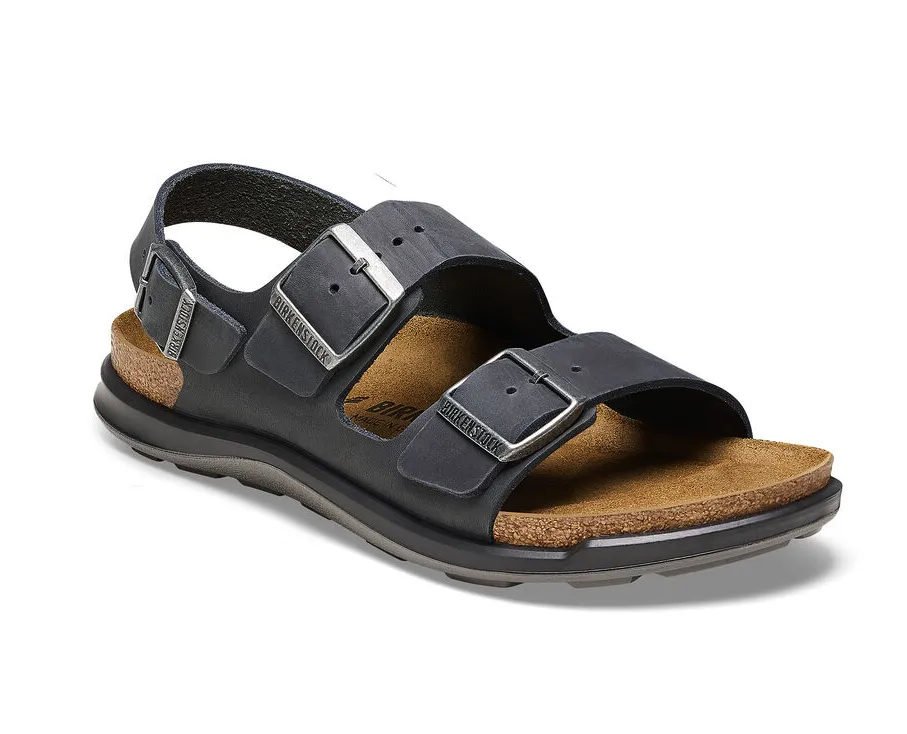 Milano Crosstown Black Oiled Leather Birkenstock Sandal